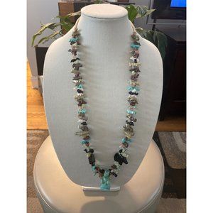 Antique Zuni Bear 77 Fetish Necklace Sleeping Beauty Turquoise Native American